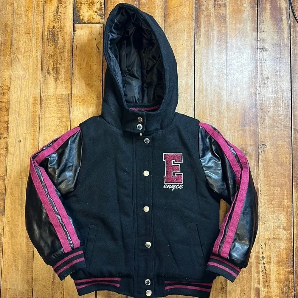 ENYCE NY Jacket size 6 varsity jacket black unisex Letterman 90s Y2K streetwear